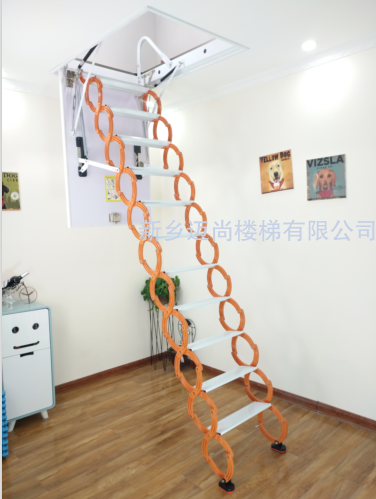 北京冷轧钢款伸缩楼梯-橙白色